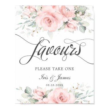 Soft Blush Floral Greenery Wedding Favors Sign