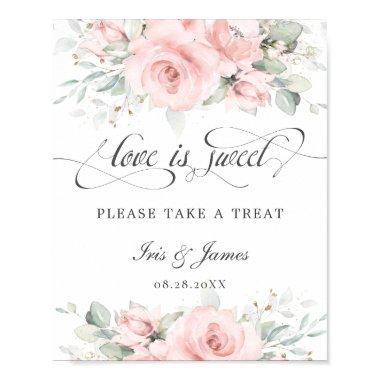 Soft Blush Floral Love is Sweet Take a Treat Sign