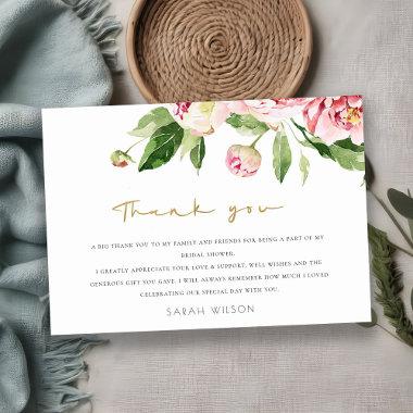 Soft Blush Floral Peony Watercolor Bridal Shower Thank You Invitations