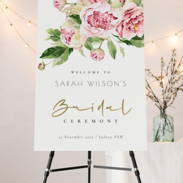 Soft Blush Floral Watercolor Bridal Shower Welcome Foam Board