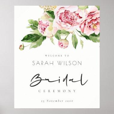 SOFT BLUSH FLORAL WATERCOLOR BRIDAL SHOWER WELCOME POSTER