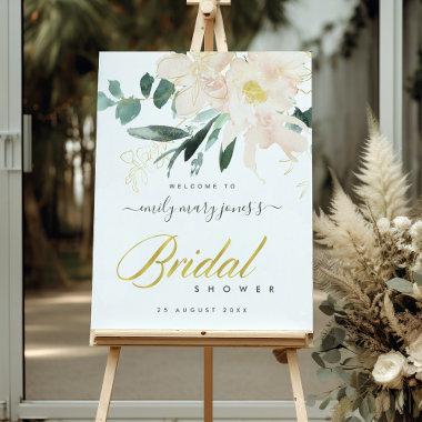 SOFT BLUSH FLORAL WATERCOLOR BRIDAL SHOWER WELCOME POSTER