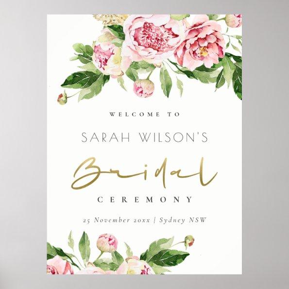 Soft Blush Floral Watercolor Bridal Shower Welcome Poster