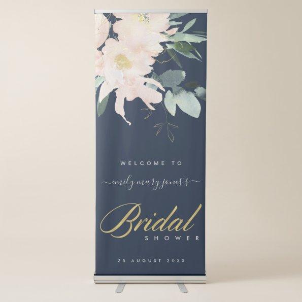 SOFT BLUSH FLORAL WATERCOLOR BRIDAL SHOWER WELCOME RETRACTABLE BANNER