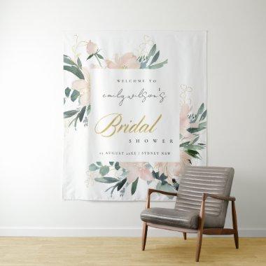 SOFT BLUSH FLORAL WATERCOLOR BRIDAL SHOWER WELCOME TAPESTRY