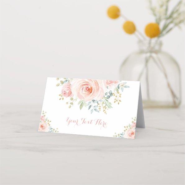 Soft Blush Gold Watercolor Floral Wedding Shower Place Invitations