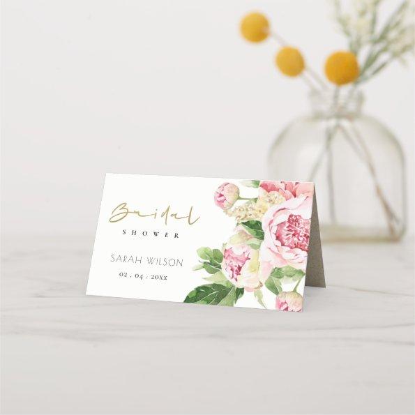 Soft Blush Green Peony Floral Bridal Shower Place Invitations