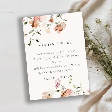 Soft Blush Meadow Floral Wishing Well Wedding Enclosure Invitations