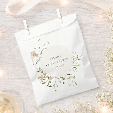 Soft Blush Meadow Floral Wreath Bridal Shower Favor Bag