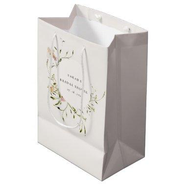 Soft Blush Meadow Floral Wreath  Medium Gift Bag