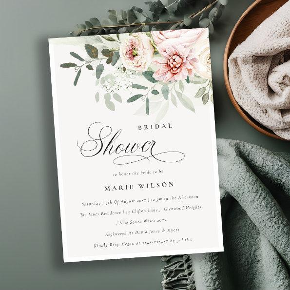 Soft Blush Peony Eucalyptus Foliage
