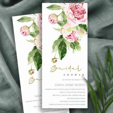 SOFT BLUSH PEONY FLORAL WATERCOLOR BRIDAL SHOWER Invitations