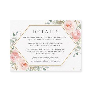Soft Blush Pink Floral Gold Wedding Details  Enclosure