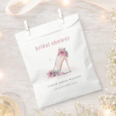 Soft Blush Pink High Heels Floral  Favor Bag
