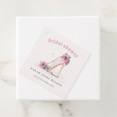 Soft Blush Pink High Heels Floral Bridal Shower Favor Tags