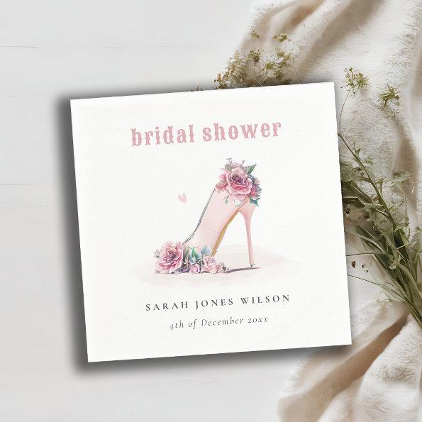 Soft Blush Pink High Heels Floral  Napkins