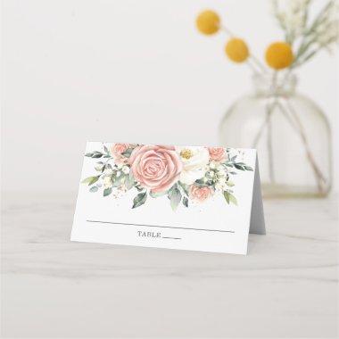 Soft Blush Pink Ivory Floral Wedding Bridal Shower Place Invitations