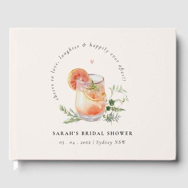Soft Blush Pink Orange Cocktail  Guest Book