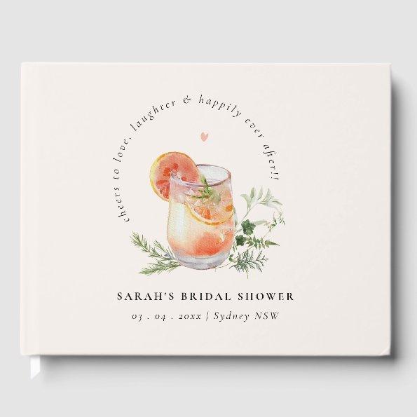 Soft Blush Pink Orange Cocktail  Guest Book