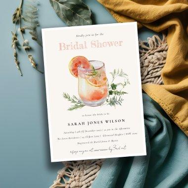 Soft Blush Pink Orange Cocktail Bridal Shower Invitations