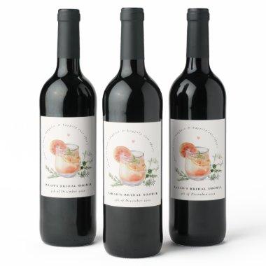 Soft Blush Pink Orange Cocktail  Wine Label