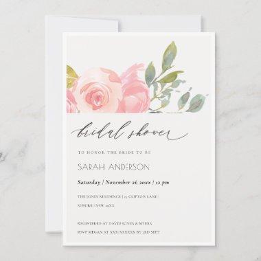 Soft Blush Watercolor Floral Bridal Shower Invite