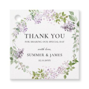 Soft Chic Lilac Purple Floral Wedding Thank You  Favor Tags