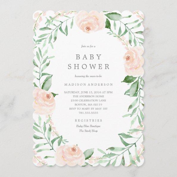 Soft Garden Florals Baby Shower Invitations