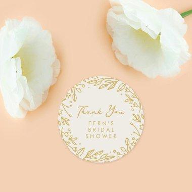 Soft Golden Garden Floral  Thank You Classic Round Sticker