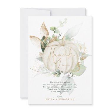 Soft Green Gold Botanical Eucalyptus Baby Shower Thank You