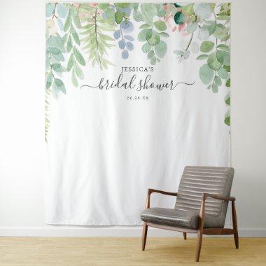 Soft Greenery Bridal Shower Backdrop Photo Booth