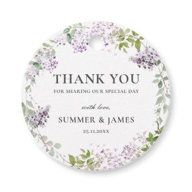 Soft Hued Lilac Purple Floral Wedding Thank You  Favor Tags