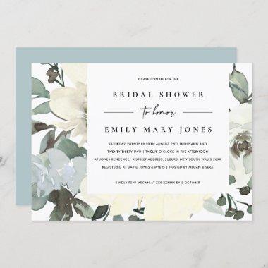 SOFT IVORY WHITE FLORAL WATERCOLOR BRIDAL SHOWER Invitations