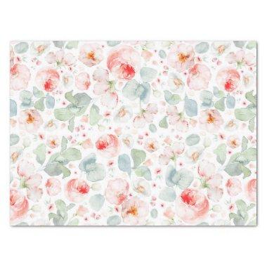 Soft Light Pink Watercolor Flowers Botanical Tissue Paper