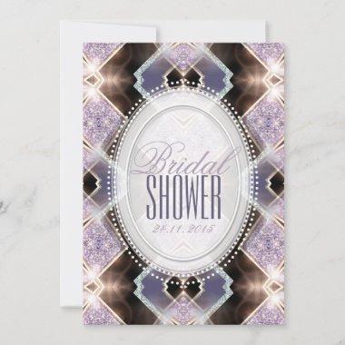 Soft Lilac Glitter Princess Bridal Shower Invitations