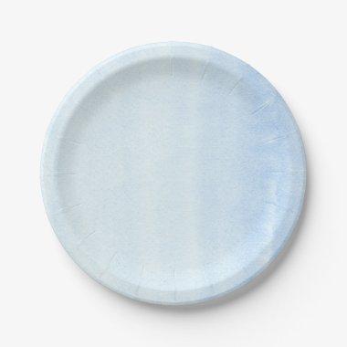 Soft Pastel Blue Watercolors Paper Plates