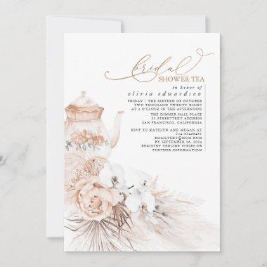 Soft Pastel Floral Pampas Grass Bridal Shower Tea Invitations