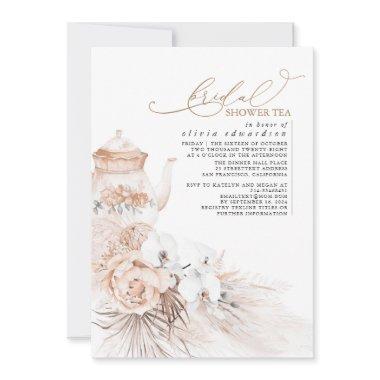 Soft Pastel Floral Pampas Grass Bridal Shower Tea Invitations