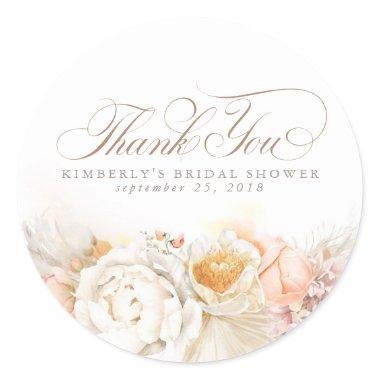 Soft Pastel Floral Pampas Grass Thank You Classic Round Sticker