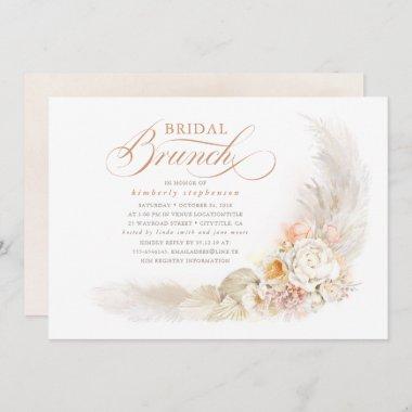 Soft Pastel Flowers and Pampas Grass Bridal Brunch Invitations