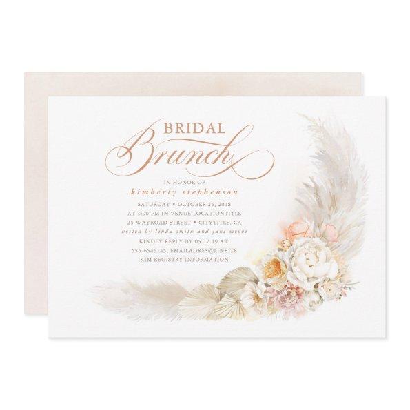 Soft Pastel Flowers and Pampas Grass Bridal Brunch Invitations