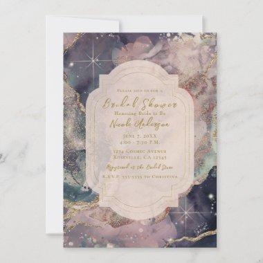 Soft Pastel Watercolor Celestial Galaxy Bridal Invitations