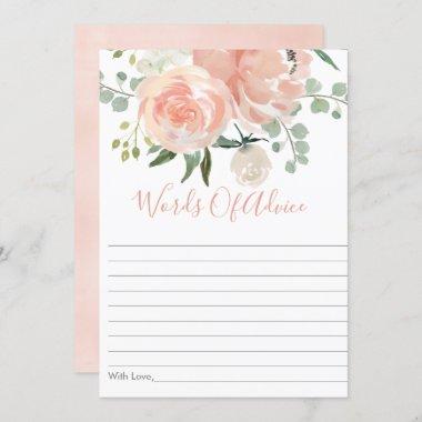Soft Peach Floral Bridal Shower Advice Cards