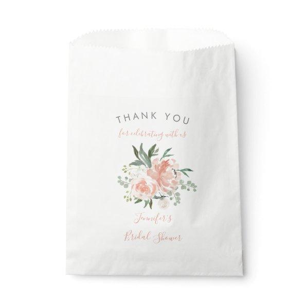 Soft Peach Floral Bridal Shower Favor Bag