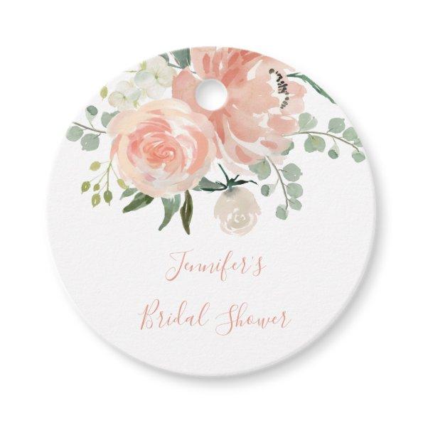 Soft Peach Floral Bridal Shower Thank You Favor Tags