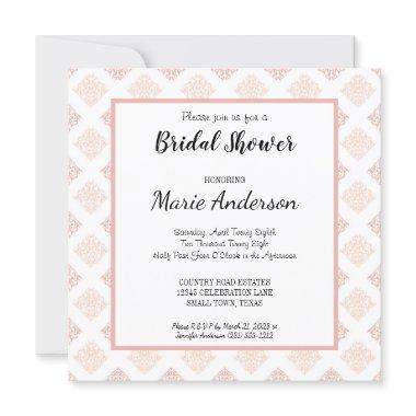 Soft Peachy Blush Damask Bridal Shower Invitations