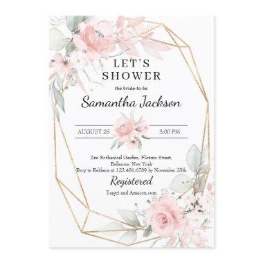 Soft pink and gold geometric bridal shower Invitations