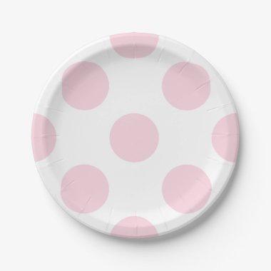 Soft Pink and White Polka Dot Pattern Paper Plates