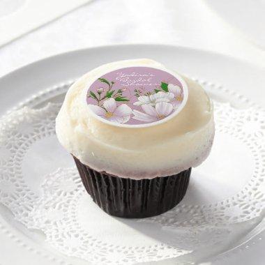 Soft Pink Floral Bridal Shower Cupcake Topper Edible Frosting Rounds