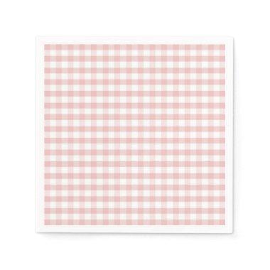 Soft Pink Gingham Plaid Birthday Baby Shower Napkins